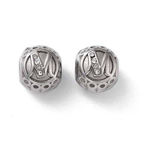 304 Stainless Steel Rhinestone European Beads STAS-A092-10M-P-1