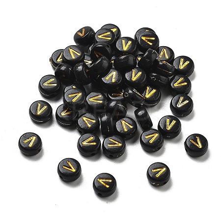 Plating Opaque Acrylic Beads OACR-R005-03V-1