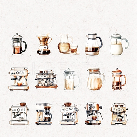 30Pcs 15 Styles PET Stickers STIC-P018-C05-1