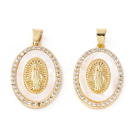 Brass Micro Pave Clear Cubic Zirconia Pendants ZIRC-M116-25G-1