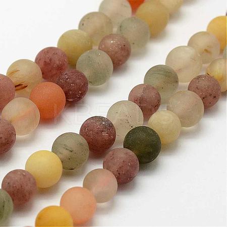 Natural Rutilated Quartz Beads Strands G-K193-8mm-11-1