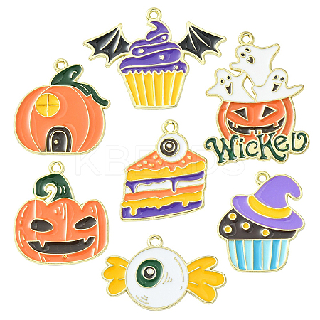 35Pcs 7 Styles Halloween Alloy Enamel Pendant ENAM-CJ0003-98-1