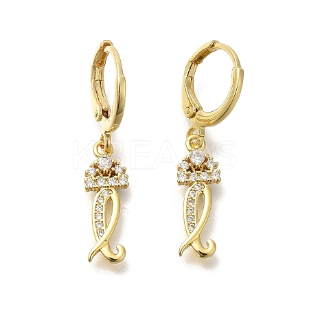Brass Clear Cubic Zirconia Hoop Earrings EJEW-M045-01I-1