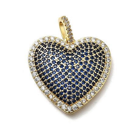Brass Micro Pave Cubic Zirconia Pendants KK-C090-43G-02-1