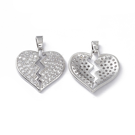 Brass Clear Cubic Zirconia Pendants KK-E068-VA124-1-1