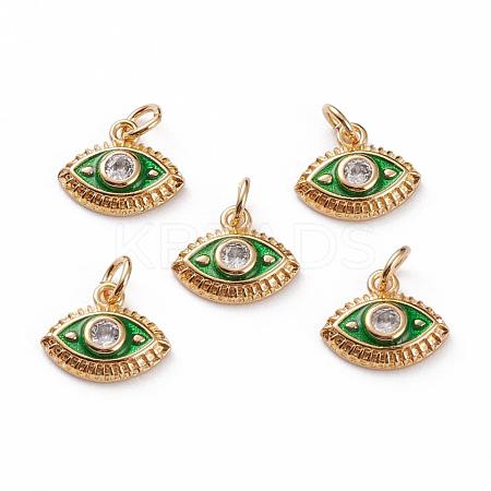 Brass Micro Pave Clear Cubic Zirconia Charms KK-C100-15G-A01-1