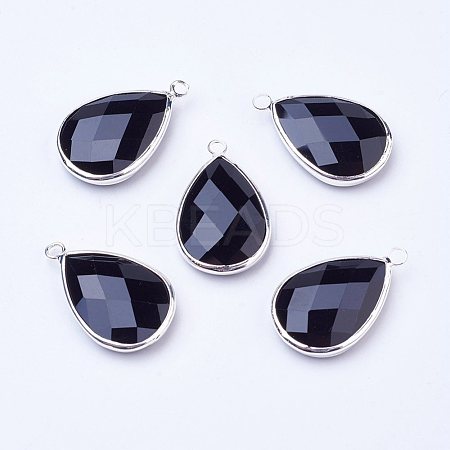 Silver Color Plated Brass Glass teardrop X-GLAA-M006-A-12S-1