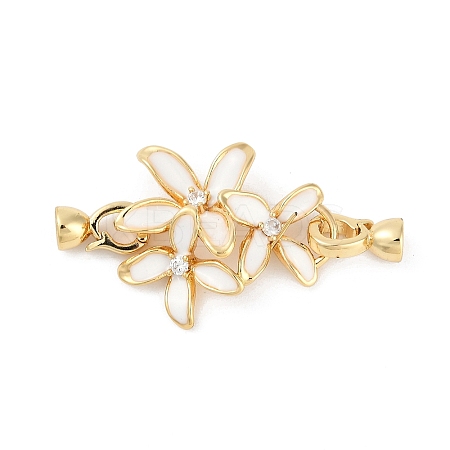 Brass Micro Pave Clear Cubic Zirconia Fold Over Clasps KK-U043-09G-02-1