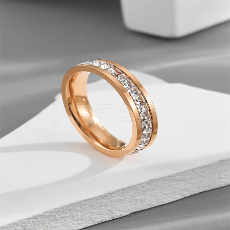 304 Stainless Steel Crystal Rhinestone Finger Rings FS-WG432ED-06-1