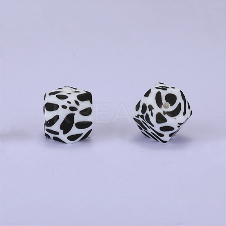 Colorful Pattern Printed Silicone Focal Beads LS-SI-JX0022A-03-1
