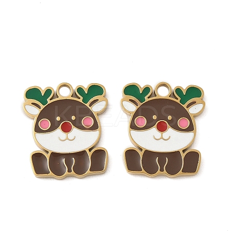 Christmas 304 Stainless Steel Enamel Pendants STAS-Z093-08N-G-1