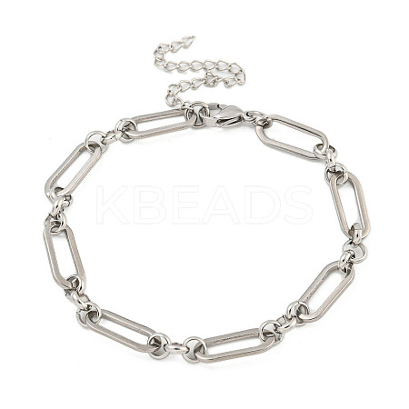 Non-Tarnish 304 Stainless Steel Oval Link Chains Bracelets for Men & Women LS-BJEW-D042-09P-1
