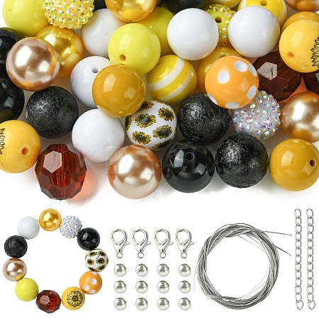 DIY Bubblegum Bracelet Pendant Decoration Making Kit for Sunflower Theme MACR-CJC0005-02A-01-1