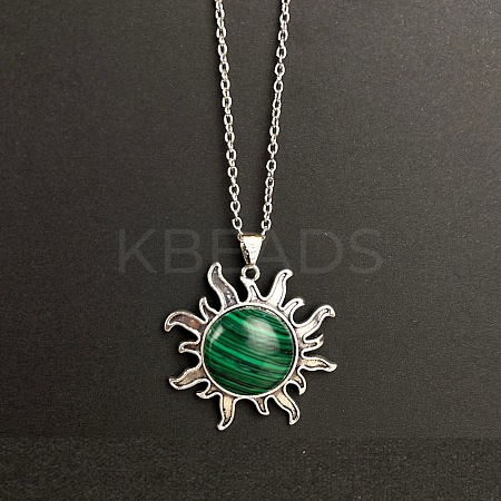 Synthetic Malachite Sun Pendant Alloy Chain Vintage Necklaces LS-WB3716-4-1