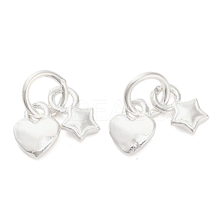 925 Sterling Silver Heart and Star Charms STER-P071-06S-1