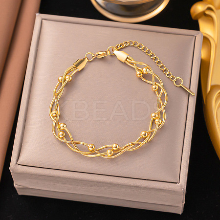 304 Stainless Steel Satellite Chains Bracelets BJEW-Z106-01G-1