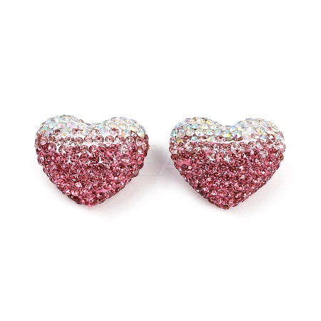Gradient Color Heart Shaped Polymer Clay Rhinestone Beads CLAY-NH0002-03A-1
