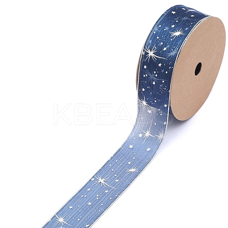 20 Yards Silver Stamping Star Organza Ribbons PW-WG89757-06-1
