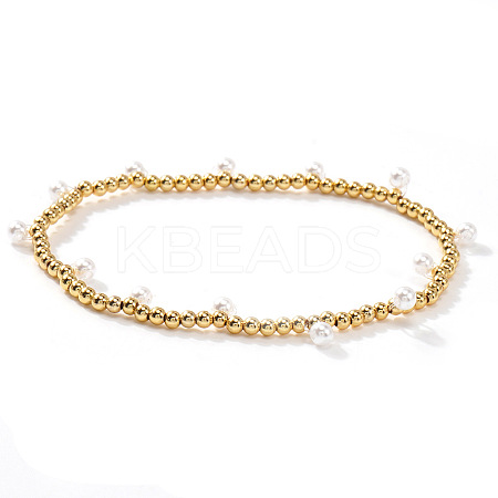 Minimalist Brass Round Beads Stretch Bracelets for Women OV6475-5-1