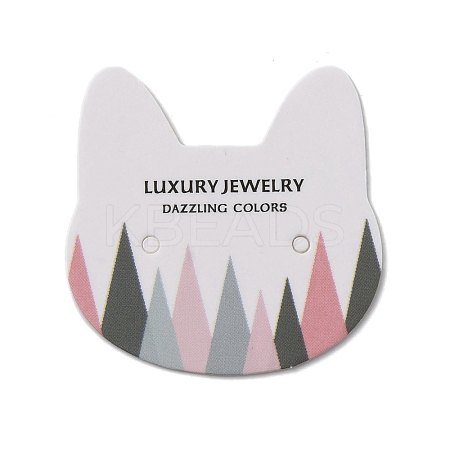 100Pcs Cat Head Shape Paper Jewelry Earring Display Cards AJEW-Z021-03C-1