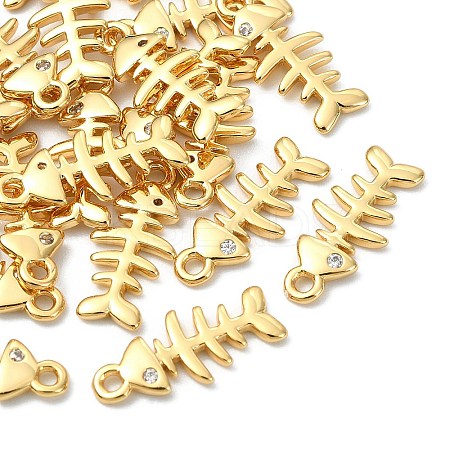 SHEGRACE Brass Micro Pave Cubic Zirconia Fishbone Charms XGR0163G-109G-1