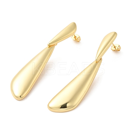 Real 18K Gold Plated Brass Dangle Stud Earrings EJEW-G382-20B-G-1