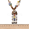 Ceramic Fish Pendant Adjustable Waxed Cord Necklaces for Women LS-NJEW-B146-02-5