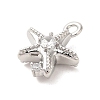 Marine Animal Theme Platinum  Brass Micro Pave Clear Cubic Zirconia Pendants KK-U031-01P-06-2