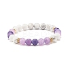Natural Weathered Agate(Dyed) & Howlite Round Beaded Stretch Bracelet BJEW-JB08087-02-1