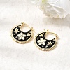 Flower Brass Enamel Hoop Earrings EJEW-Z157-02G-2