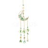 Natural Green Aventurine Chips Moon Pendant Decorations HJEW-FS00027-03-1