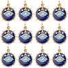12Pcs Brass Micro Pave Cubic Zirconia Pendants KK-BBC0023-03-7