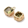 Brass Micro Pave Clear Cubic Zirconia Charms KK-B110-01G-02-2