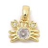 Rack Plating Leaf Brass Clear Cubic Zirconia Pendants KK-S407-13G-F-1