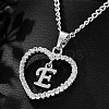Brass Micro Pave Clear Cubic Zirconia Hollow Heart with Initial Pendant Necklaces WG4069A-10-1