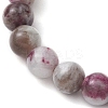 8mm Round Natural Plum Blossom Tourmaline Beaded Stretch Bracelets BJEW-JB10469-01-4