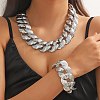 Electroplated CCB Curb Chain Necklace & Bracelets Set SJEW-G084-01P-1