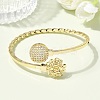 Brass Micro Pave Clear Cubic Zirconia Cuff Bangles for Women BJEW-F526-09G-2