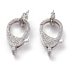 Brass Micro Pave Clear Cubic Zirconia Lobster Claw Clasps KK-C100-43G-P-1