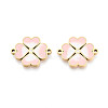 304 Stainless Steel Enamel Heart Clover Links STAS-T073-26G-1