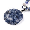 Natural Blue Spot Jasper 4.5mm Round Beaded Flower Pendant Necklaces NJEW-T016-04D-5