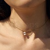 Clear Cubic Zirconia Oval Pendant 925 Sterling Silver Cable Chain Necklaces for Women NJEW-S457-02G-1