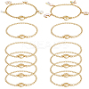 12Pcs 304 Stainless Steel Twisted Curb Chains Bracelets BJEW-SC0001-61G-1