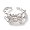 Bowknot Brass Micro Pave Clear Cubic Zirconia Open Cuff Rings for Women LS-RJEW-C098-02P-2
