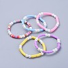 Eco-Friendly Handmade Polymer Clay Heishi Beads Kids Stretch Bracelets BJEW-JB04326-M-1