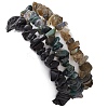 3Pcs 3 Styles Natural Labradorite & Obsidian & Moss Agate  Chips Stretch Bracelets Sets BJEW-JB11076-12-5