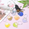 8 Sets 8 Colors Cute Coffee Cup Cat Acrylic Pendant Keychain HJEW-CJ0001-03-5