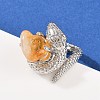Snake Natural Yellow Quartz Open Cuff Rings RJEW-K286-10P-01-1