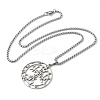 201 Stainless Steel Flat Round Sigil Pendant Necklaces LS-NJEW-H065-19P-2