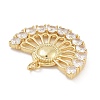 Fan Shaped Rack Plating Brass Micro Pave Cubic Zirconia Pendants X-KK-G512-28B-G-2